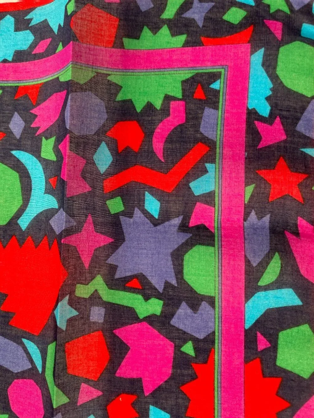 Vintage Yves Saint Laurent Lightweight Cotton Geometric Scarf